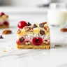 Close-up of delicious homemade cherry coconut magic bars
