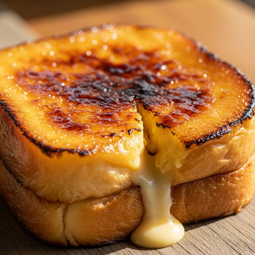 Dreamy Crème Brûlée French Toast with caramelized sugar crust