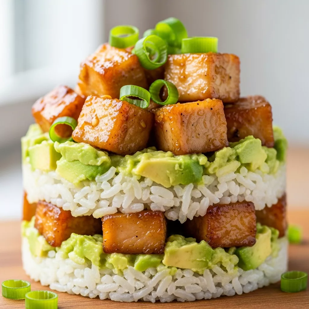 Zesty Honey Lime Chicken and Avocado Rice Stacks