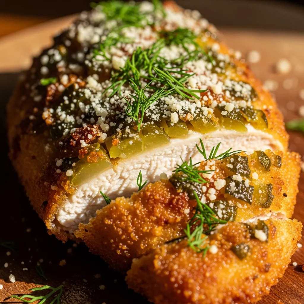 Dill Pickle Chicken: Crispy Dill Pickle Parmesan Chicken close-up