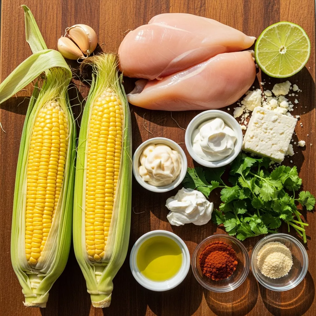 Ingredients for Zesty Street Corn Chicken Bowls