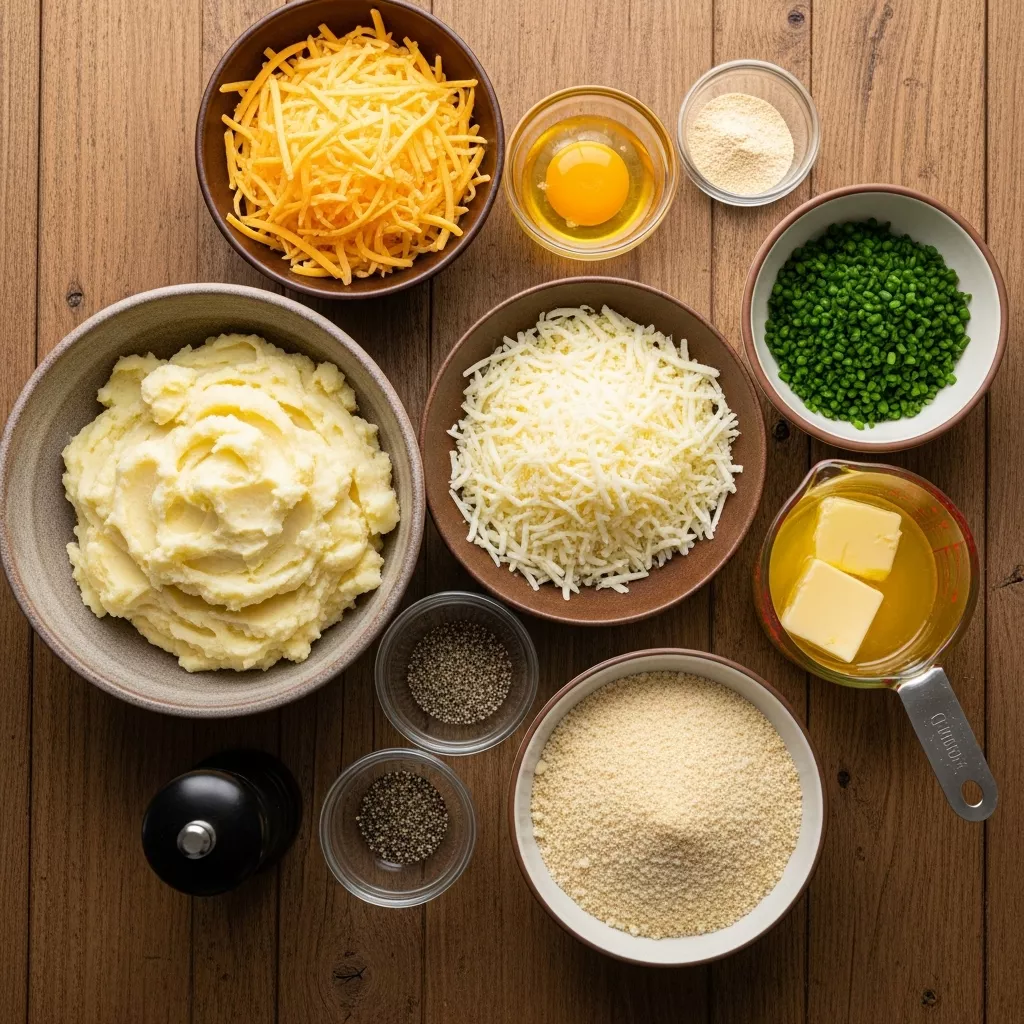 Ingredients for Ultimate Crispy Mashed Potato Cheese Puffs