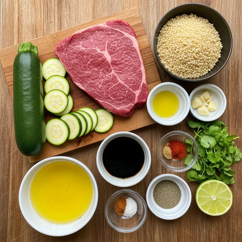 Ingredients for Cozy Grilled Steak Bowl with Zucchini
