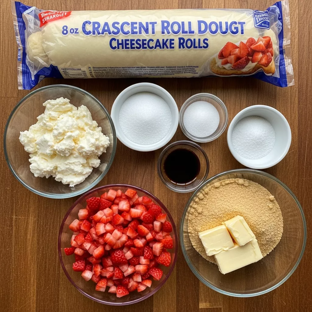Ingredients for Strawberry Shortcake Cheesecake Rolls