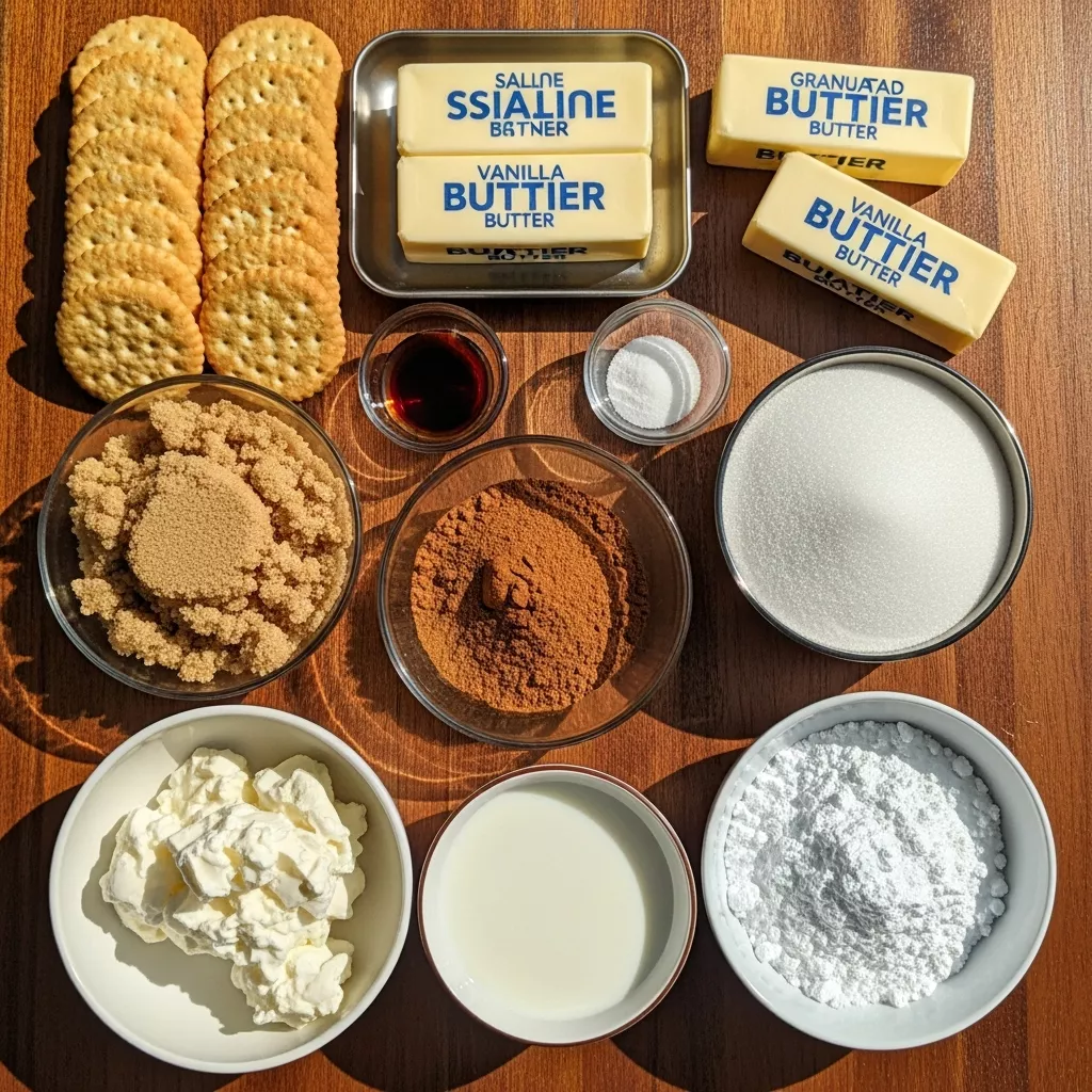 Ingredients for Easy Churro Saltine Toffee Bars