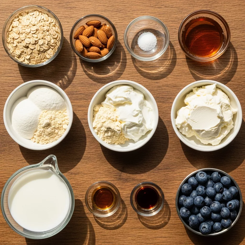 Ingredients for Delicious Blueberry Cheesecake Protein Bites