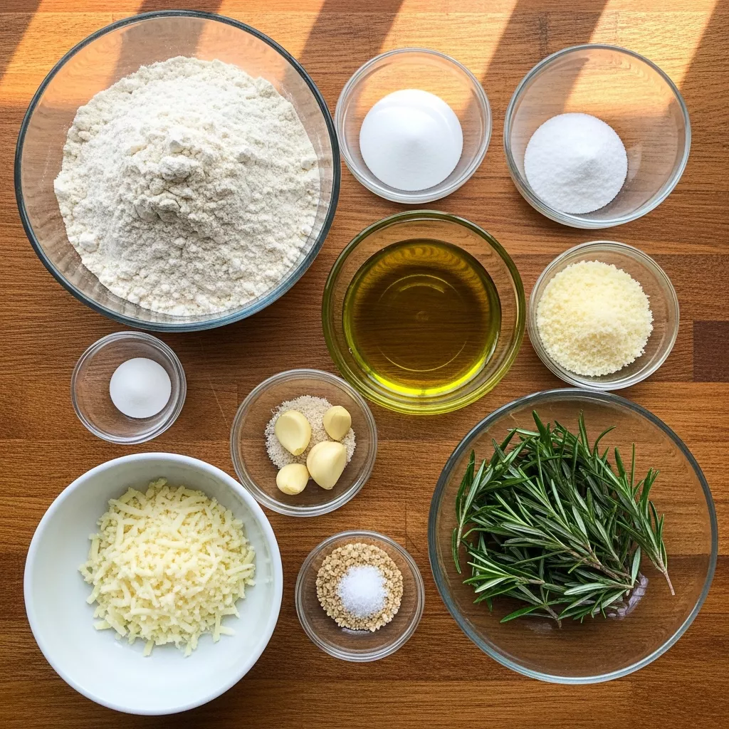 Ingredients for Savory Garlic Parmesan Focaccia Bread