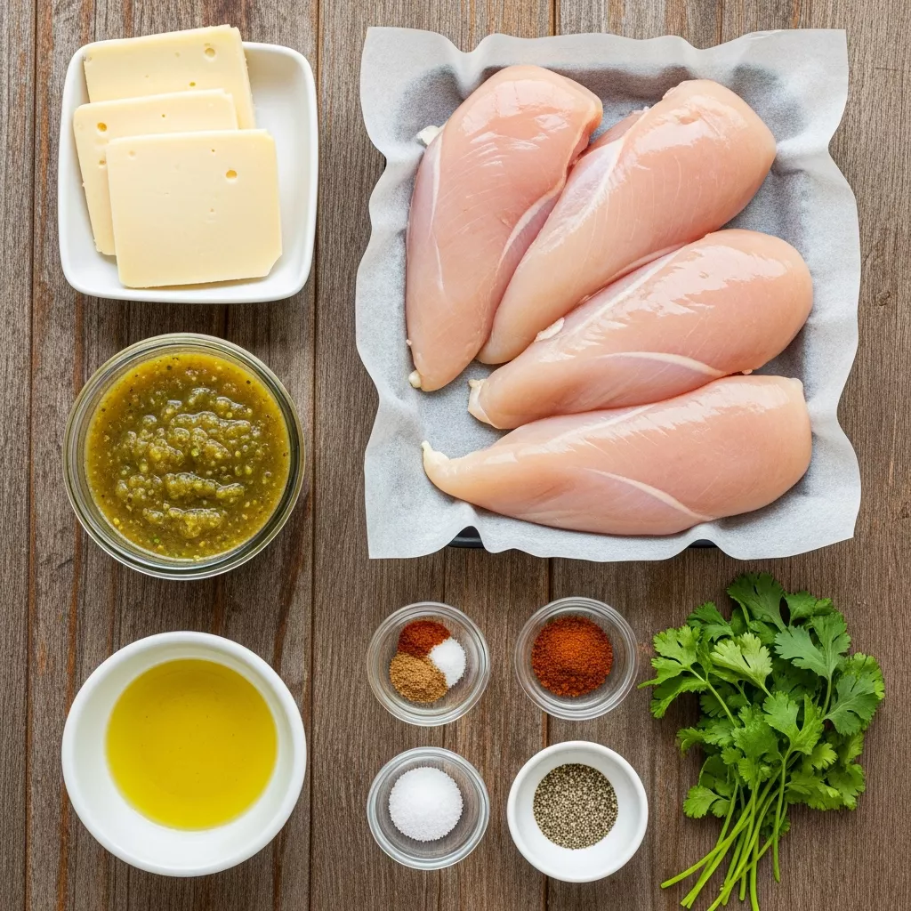 Ingredients for Zesty 30-Minute Salsa Verde Pepper Jack Chicken Grill