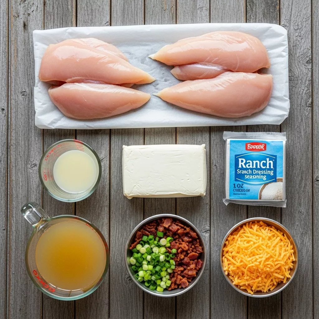 Ingredients for Creamy, Dreamy Crock Pot Crack Chicken: Effortless Weeknight Delight