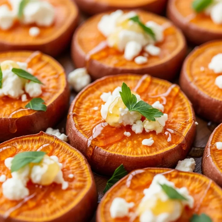 Honey-Kissed Sweet Potato Rounds with Feta recipe card